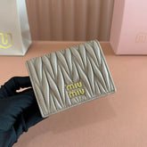 SMALL MATELASSÉ NAPPA LEATHER WALLET TAUPE GRAY