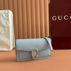 GUCCI 25S DIONYSUS WALLET ON CHAIN 20 IN LIGHT BLUE CALFSKIN
