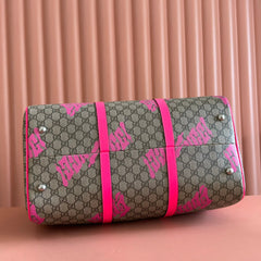 GUCCI CHROMA LARGE DUFFLE BAG 45 PINK IN GG MONOGRAM CANVAS