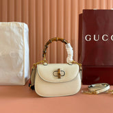 GUCCI BAMBOO MINI BAG 21 WHITE IN CALFSKIN