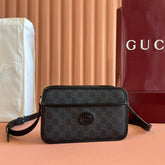 GUCCI MINI BAG 22 GREY AND BLACK WITH INTERLOCKING G IN CANVAS