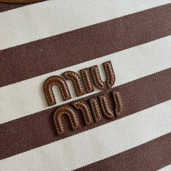 HOBO BAG 40 BROWN AND BEIGE STRIPED IN CANVAS