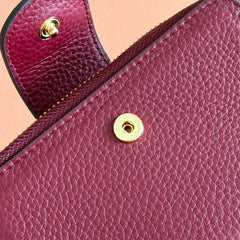 GG 25S MARMONT WALLET 13 IN RED CALFSKIN GOLD HARDWARE