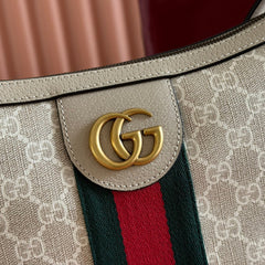GG 25S EPILOGUE BAG 30 IN BEIGE AND WHITE CALFSKIN