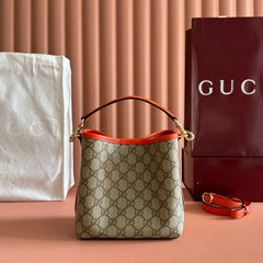 GUCCI 25S EMBLEM MINI BAG 19 IN BEIGE AND BLACK CALFSKIN
