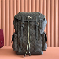 GUCCI 25S OPHIDIA MEDIUM BACKPACK 40 IN GREEN GRAY CALFSKIN