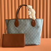 GUCCI 25S TOTISSIMA LARGE TOTE BAG 30 IN BLUE AND WHITE CANVAS
