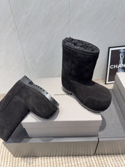 BALENCIAGA 25S LOW ANKLE BOOTS PLATFORM HEEL IN BLACK SUEDE STYLE 9