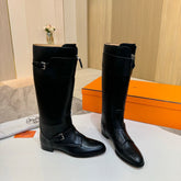 HM 25S RIDING BOOTS IN BLACK LAMBSKIN WITH SILVER HARDWARE