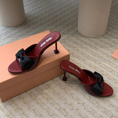 Ruby High - Heels With Black Bow Calfskin