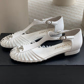Summer New Hollow Roman Sandals White Sheepskin