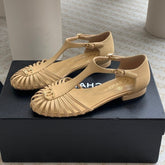Summer New Hollow Roman Sandals Metalic gold Sheepskin