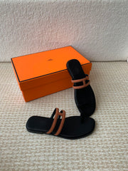 GEORGIA SANDALS BLACK MIX BROWN CALFSKIN