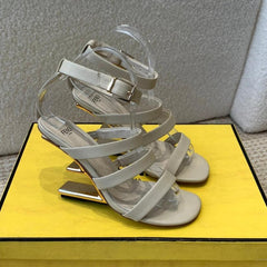 FENDI HIGH SANDAL 10 CM IN BEIGE CALFSKIN