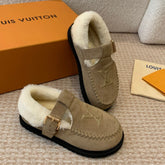 COLORADO COMFORT MARY JANE IN KHAKI GREEN SUEDE AND SHEARLING LINING