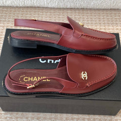 CC MOCCASIN SLINGBACK IN CURRANT RED CALFSKIN
