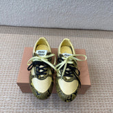 GYMNASIUM SNEAKER IN YELLOW FABRIC SNAKE EFFECT CALFSKIN
