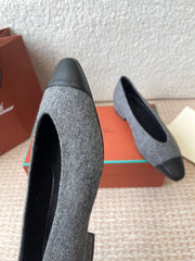 BALLET IN GREY TWEED MIX BLACK LAMBSKIN
