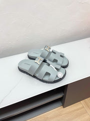 CHYPRE SANDAL PASTEL BLUE LAMBSKIN WITH H BUCKLE