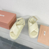 Thick-Soled Sandals Light Cream Leather