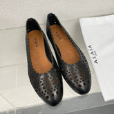 ALAIA BALLET FLAT IN BLACK MESH LAMBSKIN