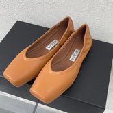 ALAIA BALLET FLATS IN COPPER BROWN CALFSKIN