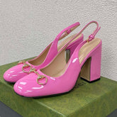 GG WOMEN'S HORSEBIT SLINGBACK 95MM IN FUSICA PINK CALFSKIN