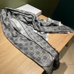 SQUARE SCARF 140 CM IN BLACK MIX WHITE WOOL AND SILK 415454