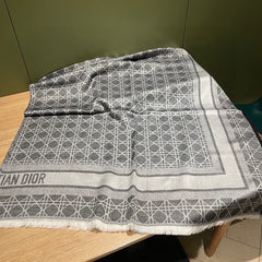 SQUARE SCARF 140 CM IN BLACK MIX WHITE WOOL AND SILK 415454