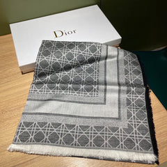 SQUARE SCARF 140 CM IN BLACK MIX WHITE WOOL AND SILK 415454