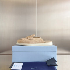 Pra Beige Suede Leather Mule 25mm Rubber Sole