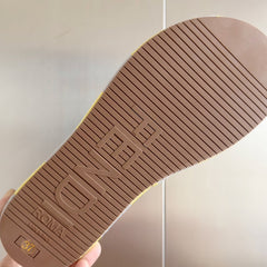 FENDI PLATFORM WEDGES IN LIGHT YELLOW MIX GREY FF MONOGRAM FABRIC