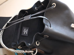 LV 25S MONTSOURIS VIBE 35 IN BLACK LAMBSKIN SILVER HARDWARE