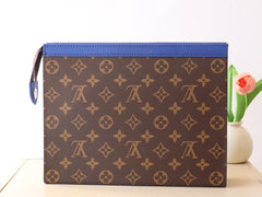 LV 25S POCHETTE VOYAGE 26 IN INDIGO BLUE MONOGRAM MACASSAR COATED CANVAS