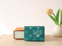 LV 25S ENVELOPE BUSINESS CARD HOLDER 10 IN DEEP TEAL MONOGRAM HERITAGE COATED CALFSKIN