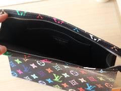 TOILETRY POUCH 25 IN BLACK MIX COLORFUL CALFSKIN