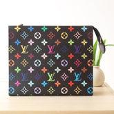 TOILETRY POUCH 25 IN BLACK MIX COLORFUL CALFSKIN