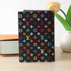 DOLL PASSPORT WALLET IN BLACK MIX COLORFUL CALFSKIN