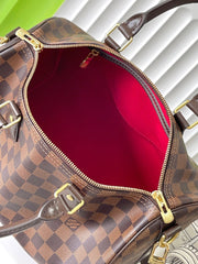 SPEEDY BANDOLIÈRE 30 IN DARK BROWN DAMIER EBENE CANVAS GOLD LOCK
