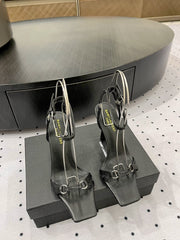 SL ANKLE-BUCKLE HEELED SANDALS BLACK CALFSKIN