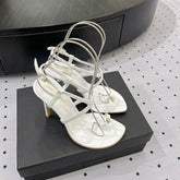 SL LINDEN HEELED SANDALS WHITE CALFSKIN