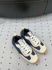 TRAIL SNEAKER IN IVORY TAN MIX SPACE BLUE SUEDE