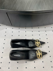 HEELED PUMPS 65 MM IN BLACK SMOOTH LAMBSKIN GOLD HARDWARE