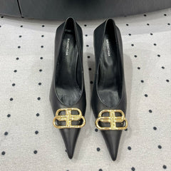 HEELED PUMPS 65 MM IN BLACK SMOOTH LAMBSKIN GOLD HARDWARE