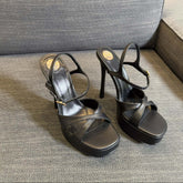 DEBBIE PLATFORM SANDALS IN BLACK SMOOTH LAMBSKIN