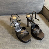 DEBBIE PLATFORM SANDALS IN BLACK SATIN