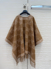 MAX MARA 25S FRINGED KNIT CAPE 166