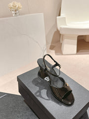 HIGH HEELS SANDAL IN BLACK LAMBSKIN