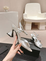 HIGH HEELS SANDAL IN SILVER LAMBSKIN