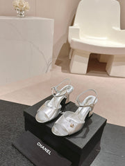 HIGH HEELS SANDAL IN SILVER LAMBSKIN